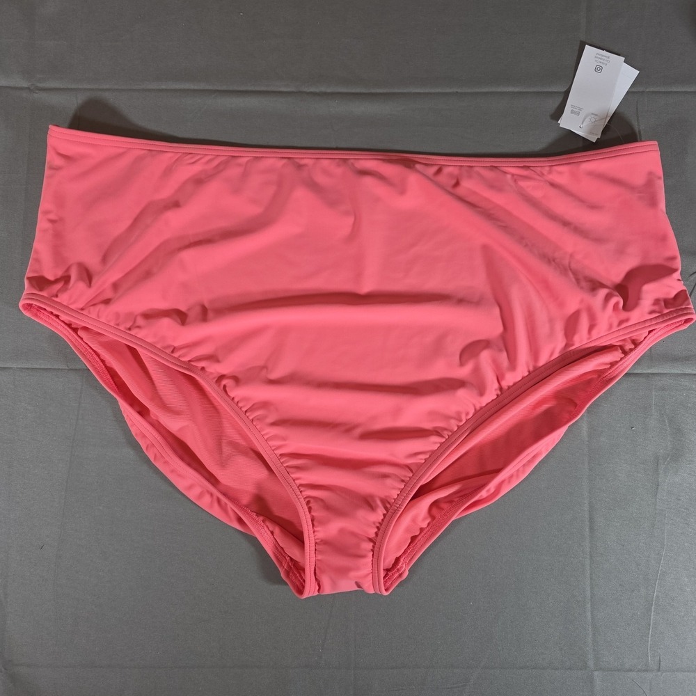 Lands End High Waist Bikini Bottoms‎ Coral Pink 3XL 24W-36W NWT